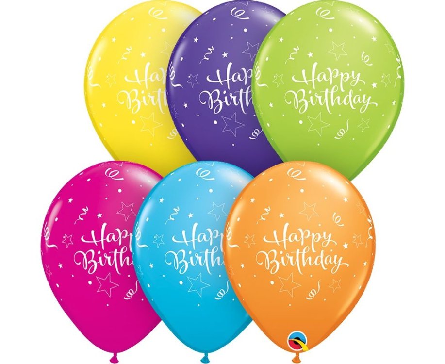 Μπαλόνια 11" Birthday Shinning Star Trop. Assort. /25 τεμ