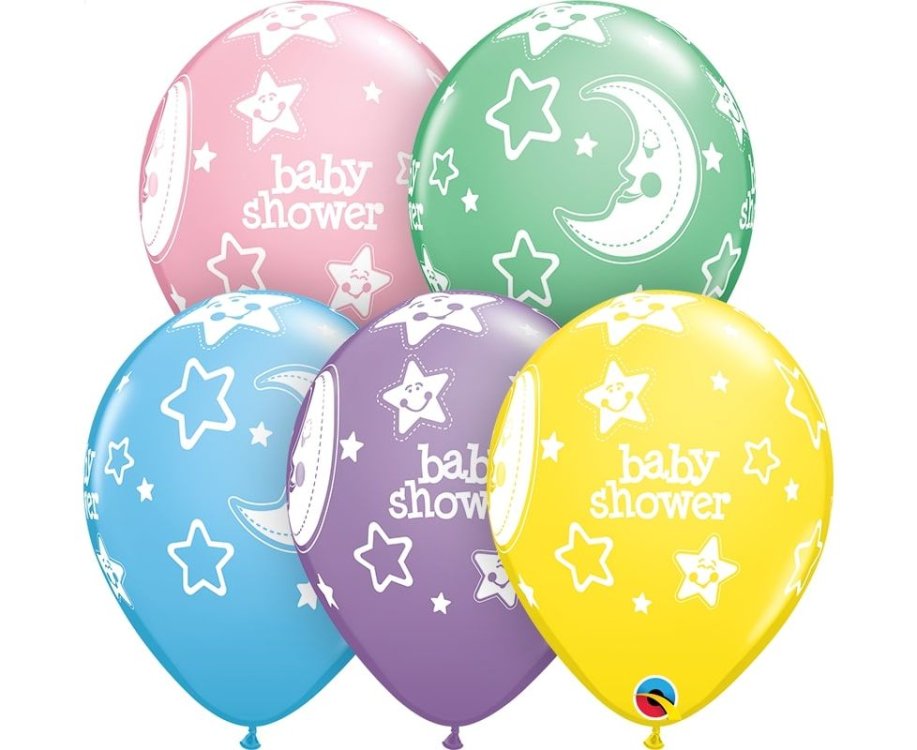 Μπαλόνια Λάτεξ 11" Baby Shower Moon & Stars Ast /25 τεμ