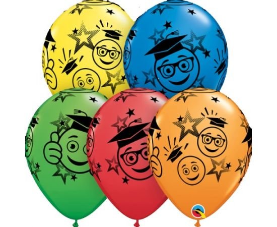 Μπαλόνια Λάτεξ 11" Graduation Smileys Ast. /25 τεμ