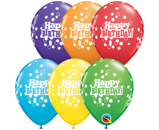 Μπάλονια Λάτεξ 5" Bright Rainbow Assorted Bday Confetti Dots / 100 τεμ