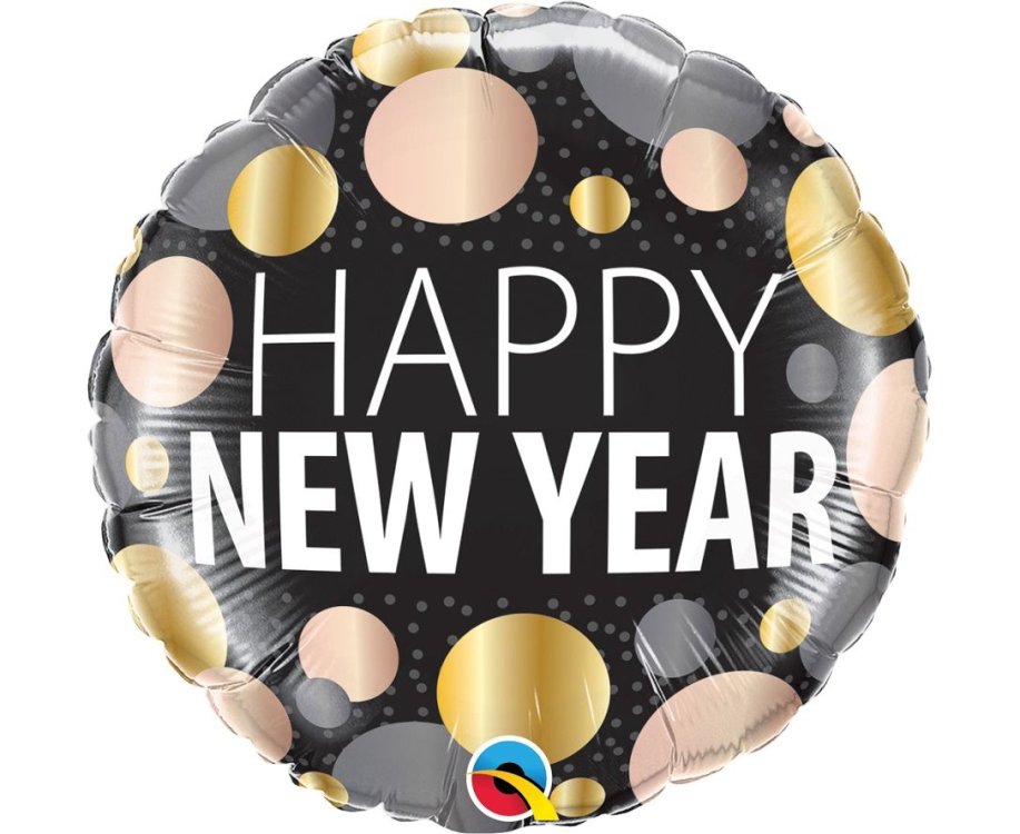 Μπαλόνι Φοιλ 18" Happy New Year Metallic Dots /45 εκ