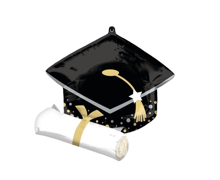 Μπαλόνι Φοιλ Black Grad Cap & White Diploma - Καπέλο αποφοίτησης