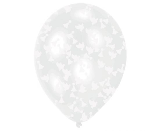 Μπαλόνια Λάτεξ 11" Wedding Διάφανα με Κομφετί Paper Bells & Doves / 6 τεμ