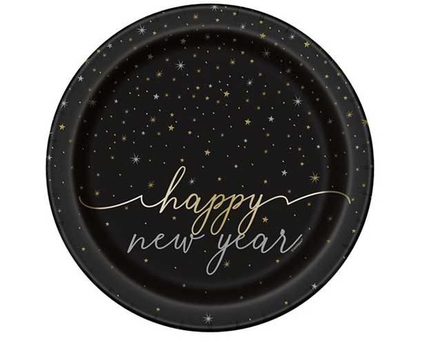 Πιάτα Χάρτινα 23 εκ "Happy New Year" / 8 τεμ.