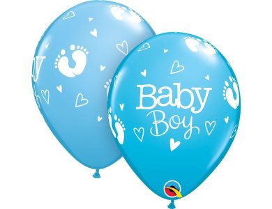 Μπαλόνια Λάτεξ 11" Baby Boy Footprints & Hearts Ast /25 τεμ