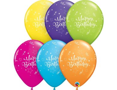 Μπαλόνια 11" Birthday Shinning Star Trop. Assort. /25 τεμ