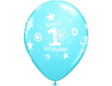 Μπαλόνια 11" 1st Birthday Circle Stars Boy /25 τεμ