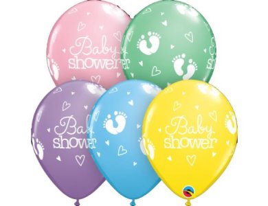 Μπαλόνια Λάτεξ 11" Baby Shower Footprints & Hearts Ast /25 τεμ