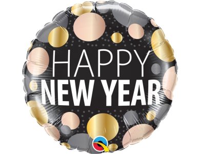 Μπαλόνι Φοιλ 18" Happy New Year Metallic Dots /45 εκ