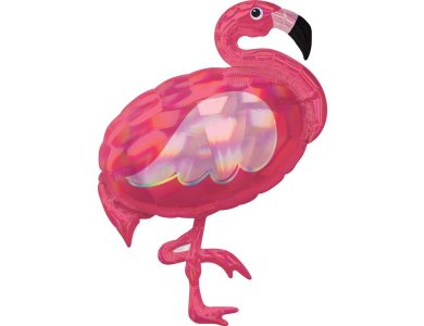 Μπαλόνι Φοιλ Σχήμα Holographic Iridescent Pink Flamingo - Φλαμίνγκο