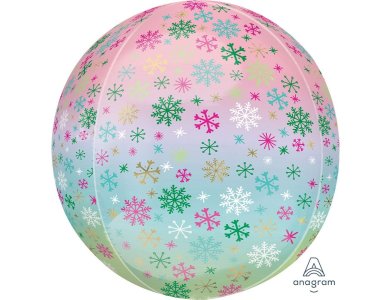 Μπαλόνι Orbz 16" Σφαίρα Ombre Snowflakes / 38 x 40 εκ Χιονονιφάδες