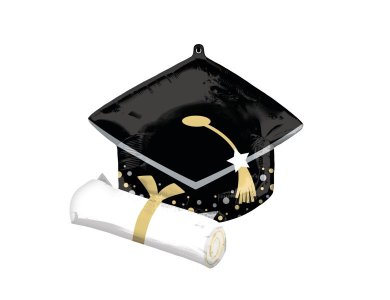 Μπαλόνι Φοιλ Black Grad Cap & White Diploma - Καπέλο αποφοίτησης